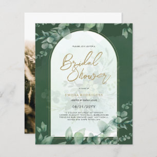Budget Photo Bridal Shower Invitation Rustic Leaf