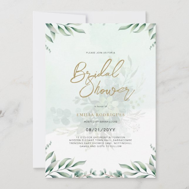 Budget Photo Bridal Shower Invitation Rustic Leaf (Front)
