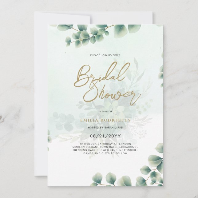 Budget Photo Bridal Shower Invitation Rustic Leaf (Front)