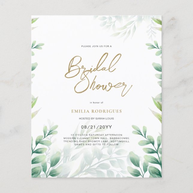 Budget Photo Bridal Shower Invitation Rustic Leaf Flyer (Front)