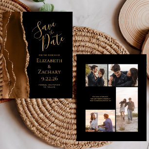 Budget Photo Brown Gold Agate Black Save the Date