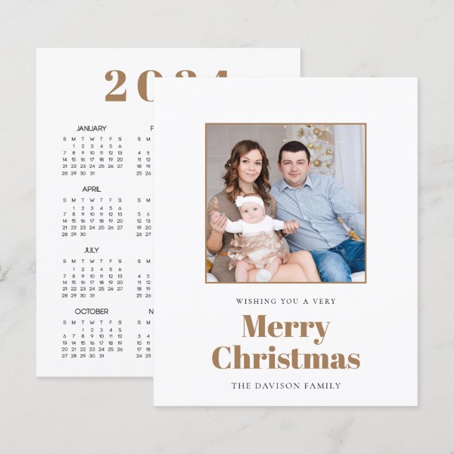 BUDGET Photo Calendar 2024 Merry Christmas Card (Front/Back)