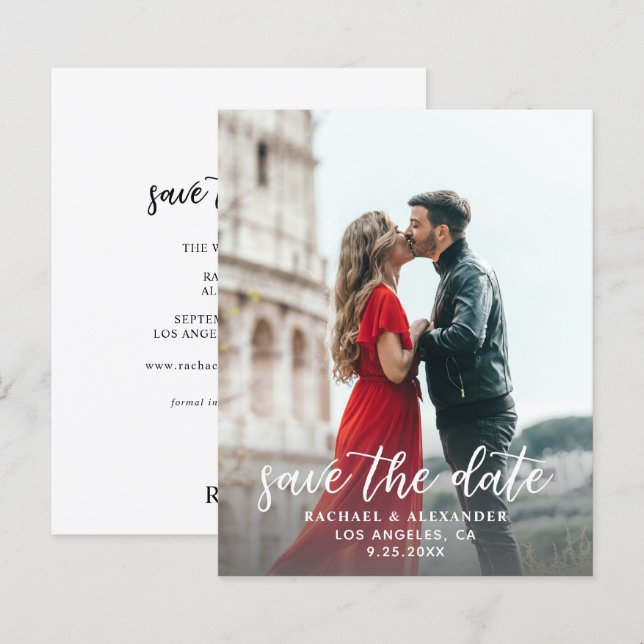 Budget Photo Calligraphy 2-A Lighter Save the Date (Front/Back)