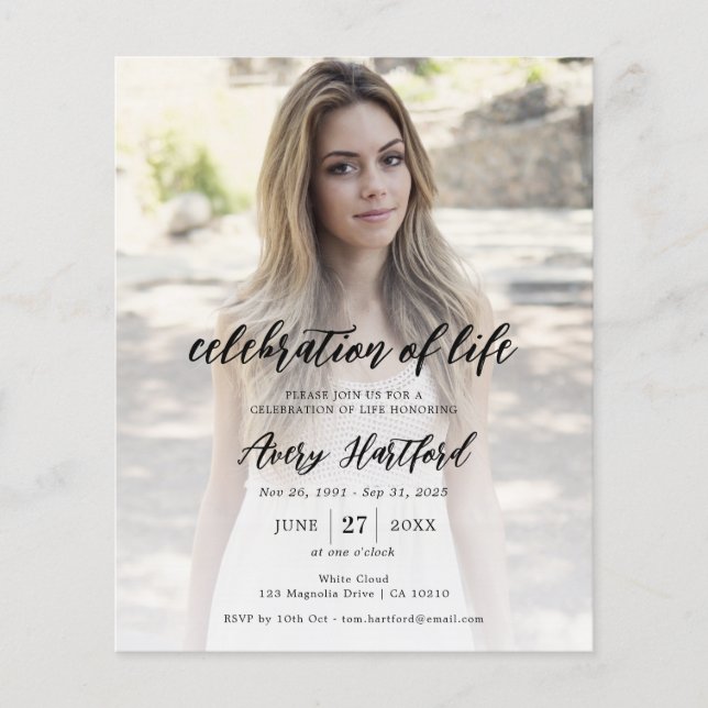 Budget Photo Celebration of Life Invitation (Front)