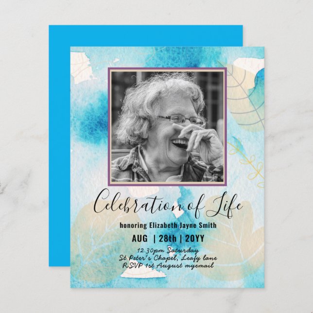 BUDGET PHOTO Celebration of Life INVITATIONS (Front/Back)