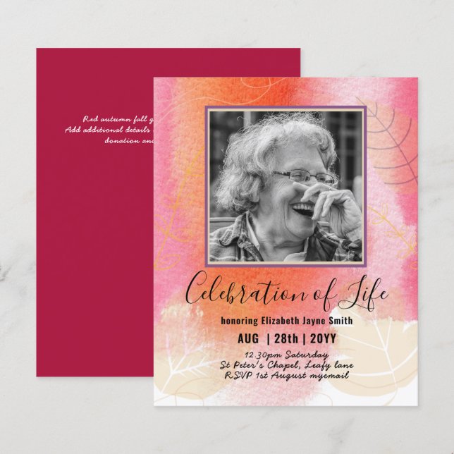 BUDGET PHOTO Celebration of Life INVITATIONS (Front/Back)