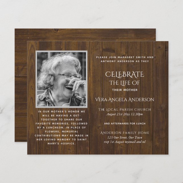 BUDGET PHOTO Celebration of Life INVITATIONS (Front/Back)