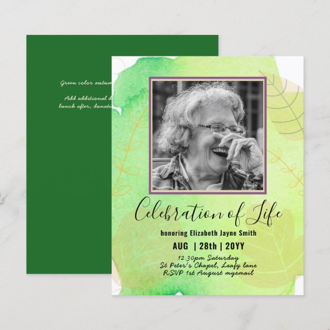 BUDGET PHOTO Celebration of Life INVITATIONS (Front/Back)