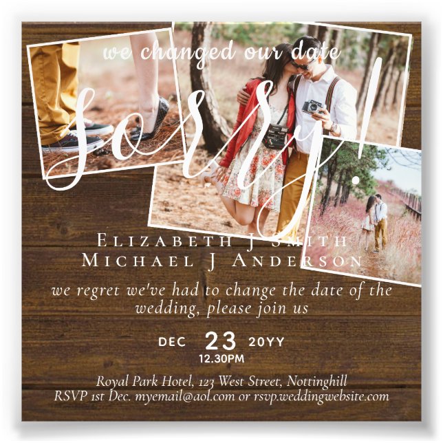 Budget PHOTO Change of Plans New Date Postponed (Front)