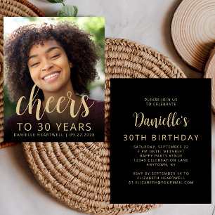 Budget Photo Cheers 30th Birthday Party Invite