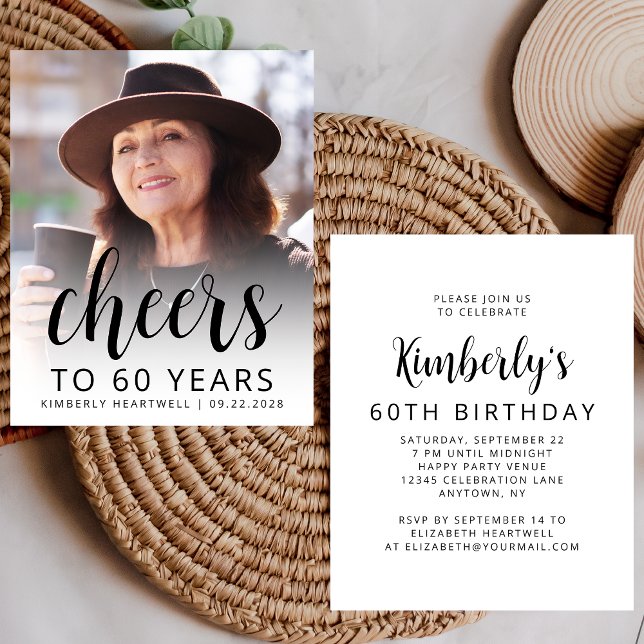 Budget Photo Cheers Black Script 60th Birthday (Creator Uploaded)