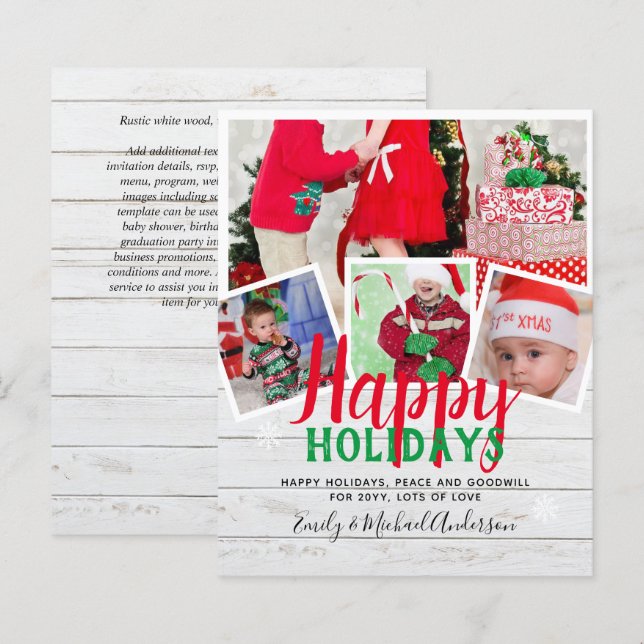 BUDGET Photo Christmas Holidays Cards - Collage (Front/Back)