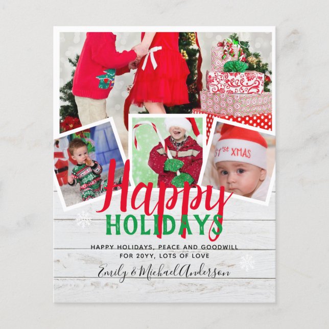 BUDGET Photo Christmas Holidays Cards - Collage (Front)