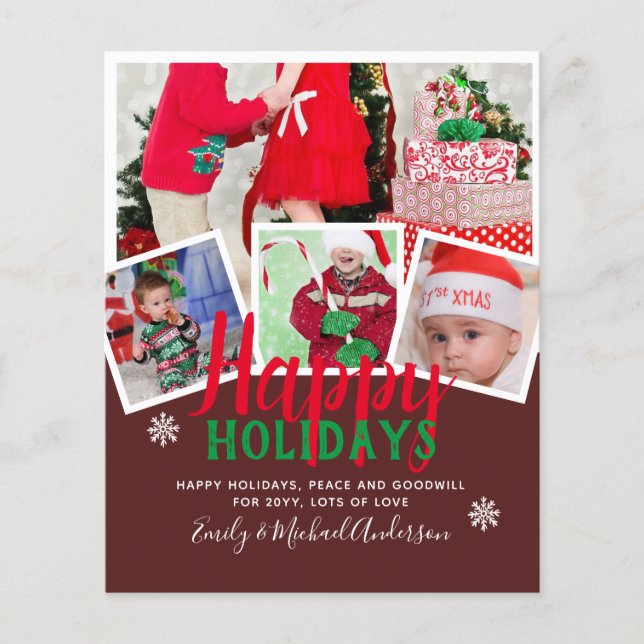 BUDGET Photo Christmas Holidays Cards - Collage (Front)