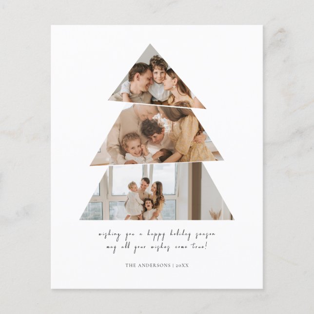 Budget Photo Christmas Tree Greetings Card (Front)
