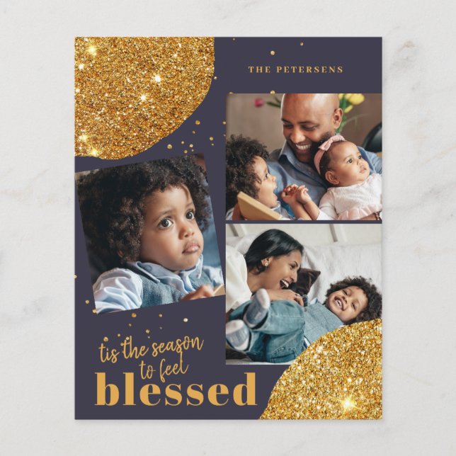 Budget photo collage family Christmas Holiday card (Front)