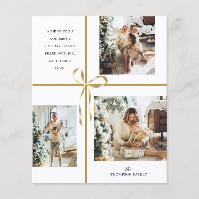 BUDGET Photo Collage Gold Box Ribbon Christmas (Front)
