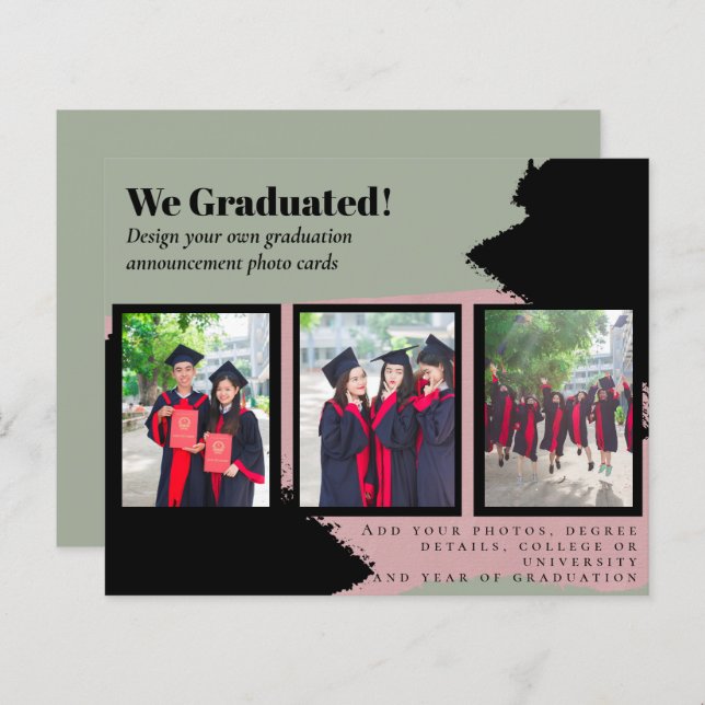 BUDGET Photo Collage GRADUATION Announcement Cards (Front/Back)