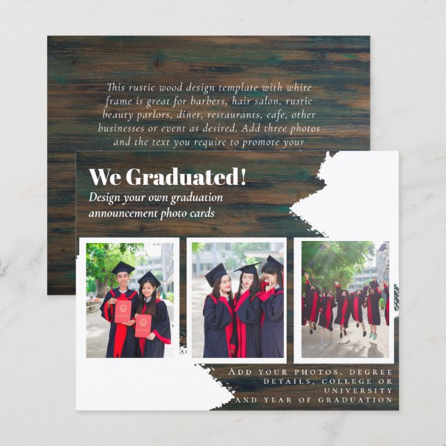 BUDGET Photo Collage GRADUATION Announcement Cards (Front/Back)