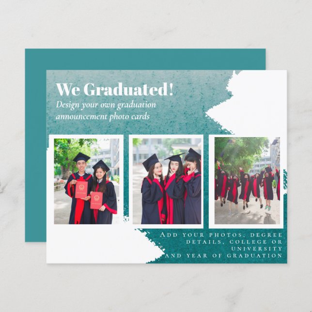 BUDGET Photo Collage GRADUATION Announcement Cards (Front/Back)
