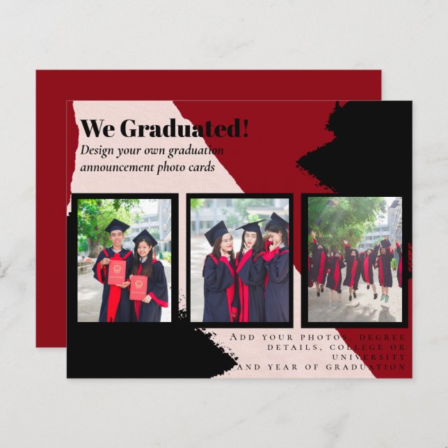 BUDGET Photo Collage GRADUATION Announcement Cards (Front/Back)