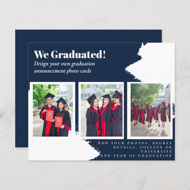 BUDGET Photo Collage GRADUATION Announcement Cards (Front/Back)