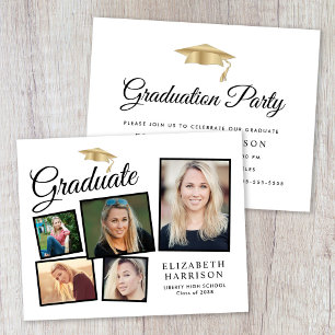 Budget Photo Collage Graduation Party Invitation