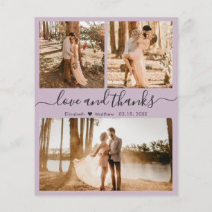 Budget Photo Collage Lilac Wedding Thank You Flyer