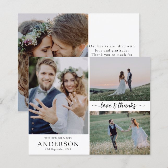 BUDGET Photo Collage Mariage Carte de remerciement (Devant / Derrière)