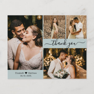 Budget Photo Collage Mint Wedding Thank You Script Flyer