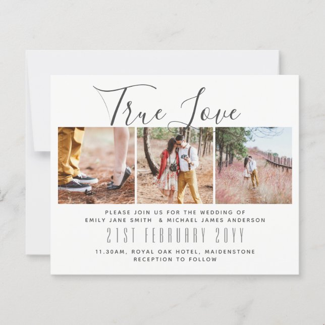 Budget Photo Collage Overlay Text Wedding Invites (Front)