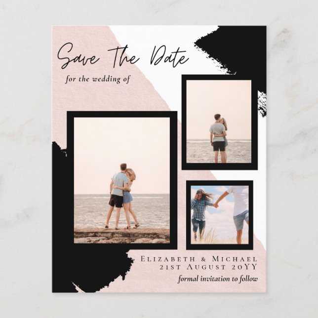 BUDGET Photo Collage Save Date Modern Abstract Flyer (Front)