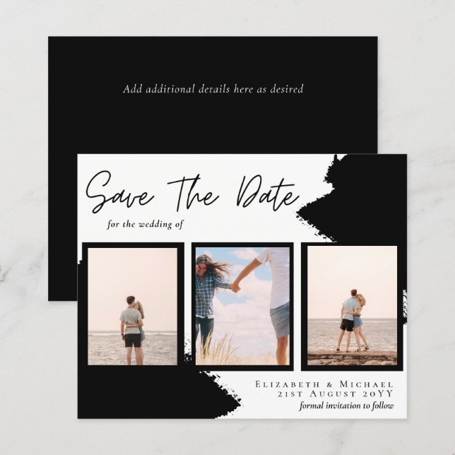 BUDGET Photo Collage Save Date Wedding Modern (Front/Back)
