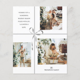 BUDGET Photo Collage Silver Box Ribbon Christmas