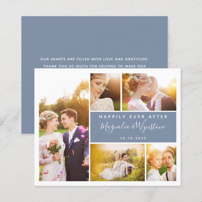 Budget Photo Collage Wedding Thank You Card (Front/Back)