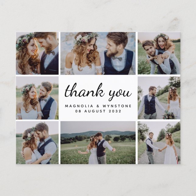 Budget Photo Collage Wedding Thank You Card (Front)
