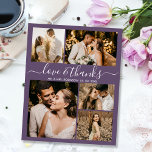 Budget Photo Collage Wedding Thank You Mauve Flyer<br><div class="desc">Budget Elegant Dusty Mauve Purple Wedding 5 Photo Collage Thank You personalized affordable low budget flyer. Modern wedding thank you template featuring five (5) photo on the front and one (1) photo on the back. On the front of paper "Love and thanks" typography script in a swirly hand lettered font...</div>