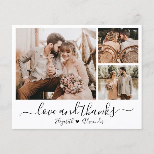 Budget Photo Collage Wedding Thank You Paper (Front)