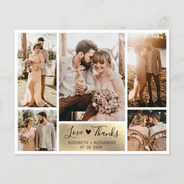 Budget Photo Collage Wedding Thank You Script Card (Front)