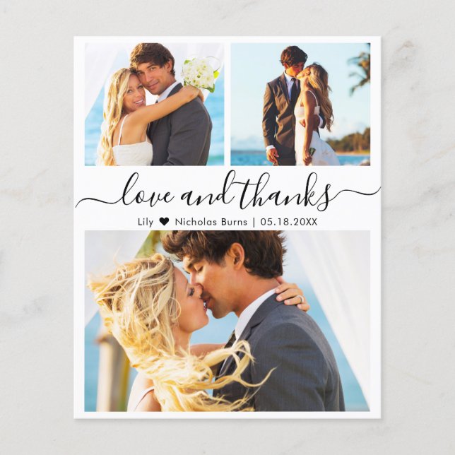 Budget Photo Collage Wedding Thank You Script Card (Front)