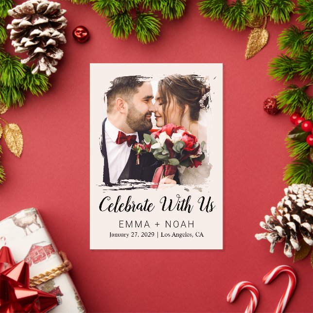 Budget Photo Cream Wedding  Acrylic Invitations (Insitu (Holiday))