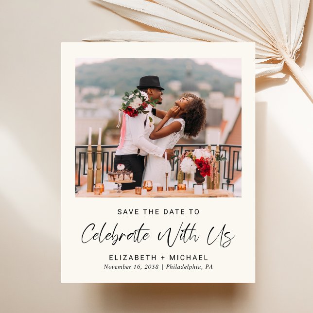 Budget Photo Cream Wedding Reception Save The Date (Creator Uploaded)
