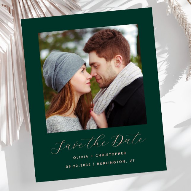 Budget Photo Emerald Green Blush Save the Date (Creator Uploaded)