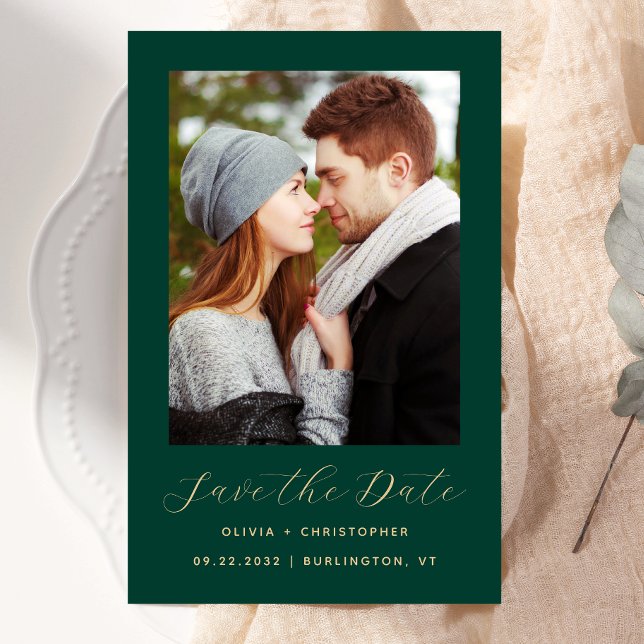 Budget Photo Emerald Green Gold Save the Date (Creator Uploaded)