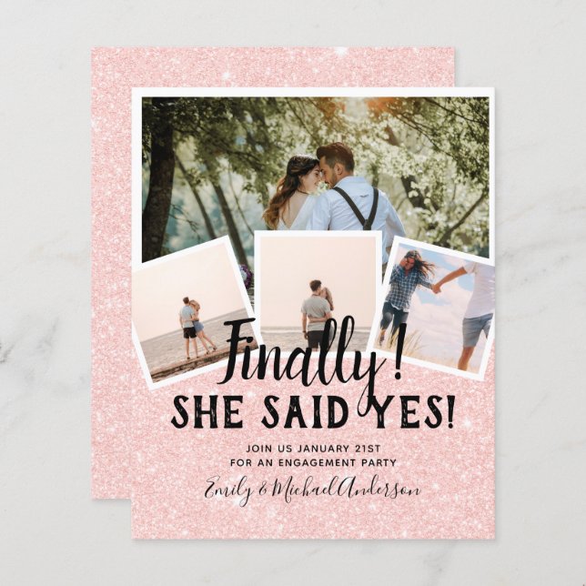BUDGET PHOTO Engaged Wedding INVITE Announcement (Front/Back)