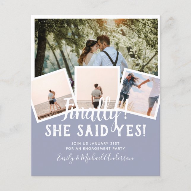 BUDGET PHOTO Engaged Wedding INVITE Announcement Flyer (Front)