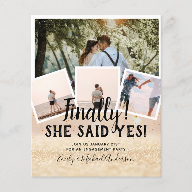 BUDGET PHOTO Engaged Wedding INVITE Announcement Flyer (Front)