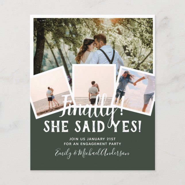 BUDGET PHOTO Engaged Wedding INVITE Announcement Flyer (Front)