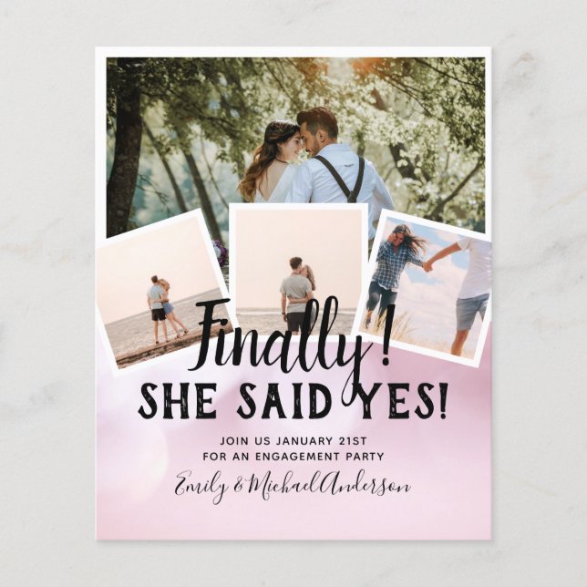 BUDGET PHOTO Engaged Wedding INVITE Announcement Flyer (Front)
