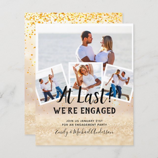 BUDGET PHOTO ENGAGEMENT QUOTE INVITES - ANY COLOR (Front/Back)